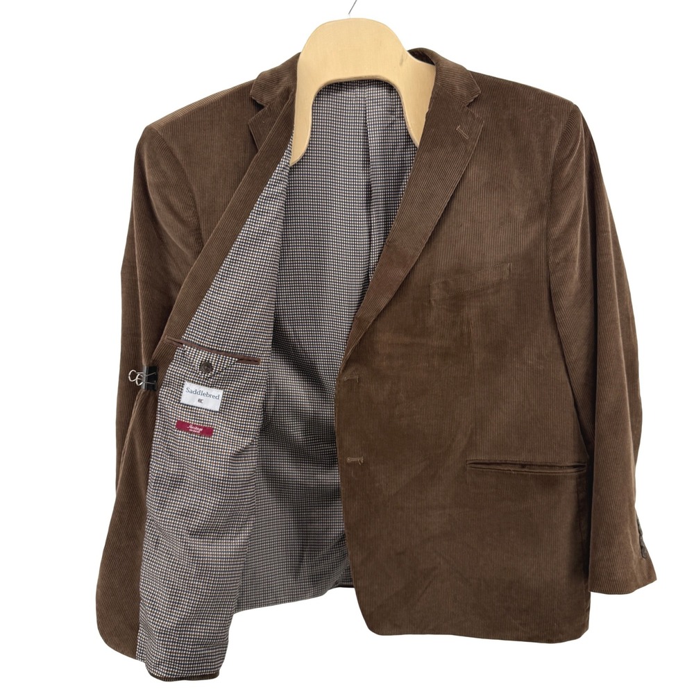 Saddlebred Corduroy Blazer Mens Pre-Owned 56R Brown Sport Coat 2-Button Notch